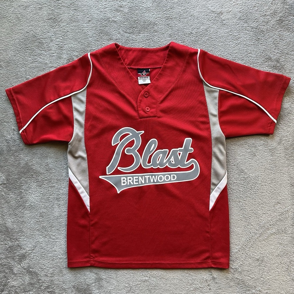 Alleson Athletic Brentwood Blast Youth Baseball Jersey‎ Red Gray #24 Medium